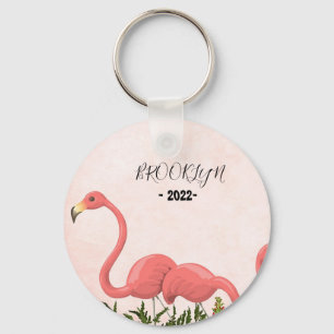 Modern Pink Flamingo Key Ring
