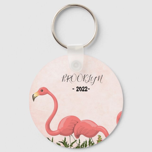 Modern Pink Flamingo   Key Ring (Front)