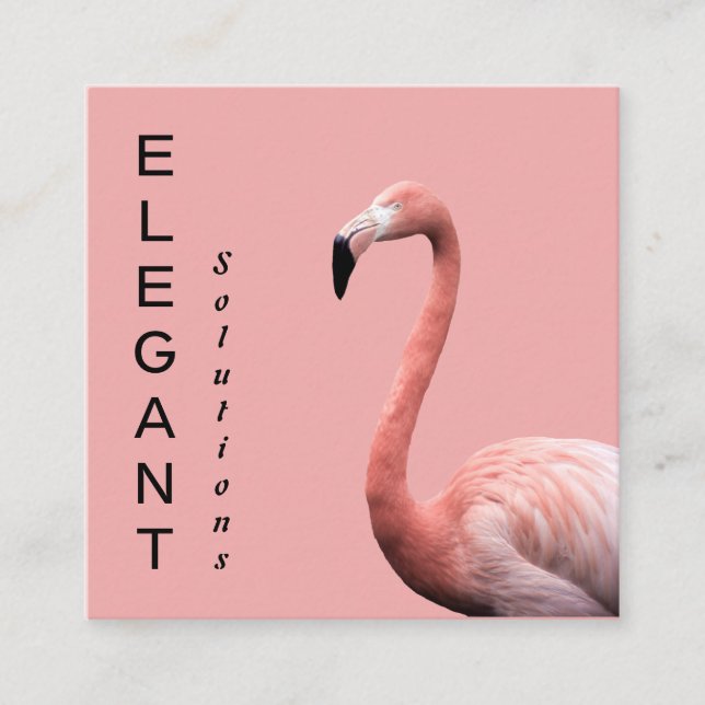 Modern Pink Flamingo Minimalist Square Business Card (Front)