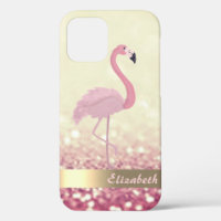 Modern Pink Flamingo Ombre Glitter Bokeh