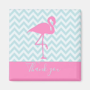 Modern Pink Flamingo, Thank You Magnet