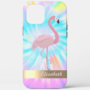 Modern Pink Flamingo Tie Dye iPhone 12 Pro Max Case