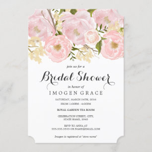 Modern Pink Floral Bridal Shower Invitation