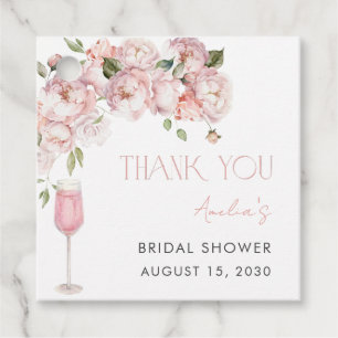 Modern Pink Floral Bridal Shower Thank You Favour Tags