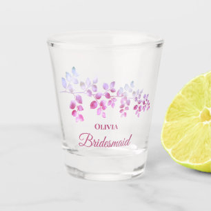 Modern Pink Floral Bridesmaid Shot Glass