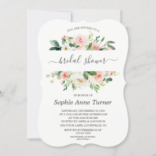 Modern Pink Floral Calligraphy Bridal Shower Invitation
