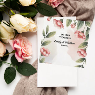 Modern Pink Floral Designer Thank You Card
