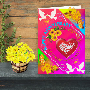 Modern Pink Floral Doves Boho Elegant Chic Trindy  Thank You Card