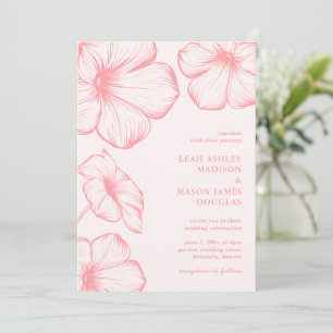 Modern Pink Floral Elegant Wedding Invitation