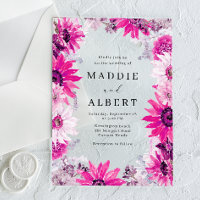 Modern Pink Floral Frame Wedding