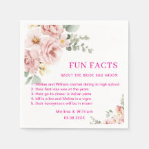 Modern Pink Floral Fun Facts Wedding 