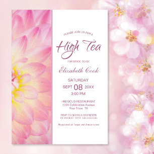 Modern Pink Floral High Tea Bridal Shower Invitation