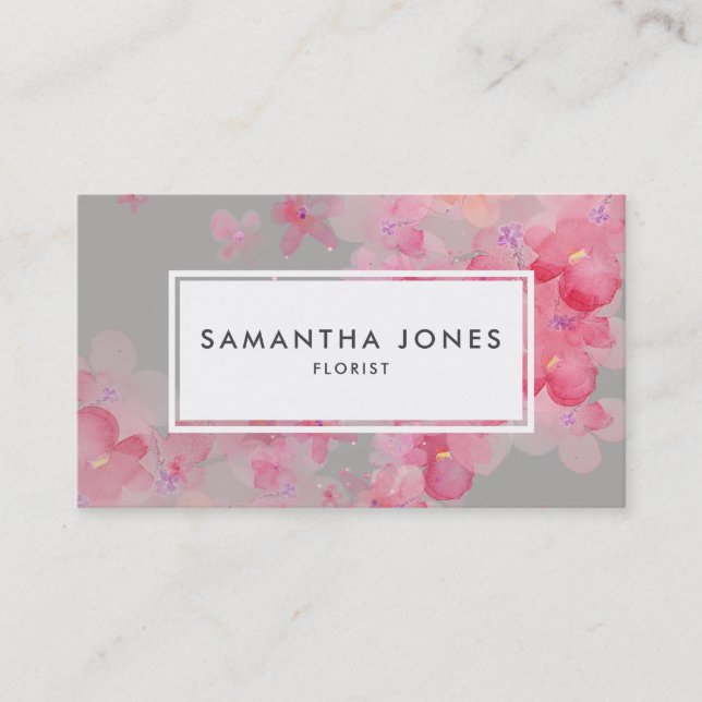 Modern Pink Floral Landscape design florist Business Card (Front)