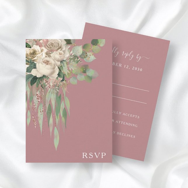 Modern Pink Floral Peonies Wedding RSVP Card (Creator Uploaded)