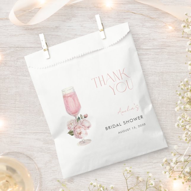 Modern Pink Floral Thank You Bridal Shower Favour Bag (Clipped)