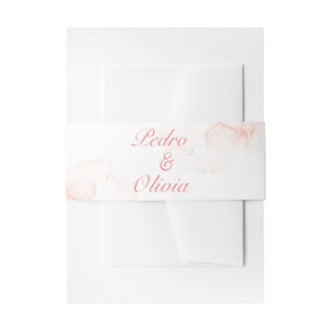 Modern pink floral wedding  invitation belly band
