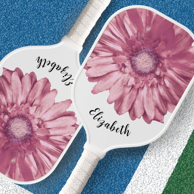 Modern pink flower custom name pickleball paddle (Creator Uploaded)
