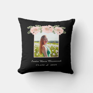 Modern, Pink Flower floral graduation class 2021 Cushion