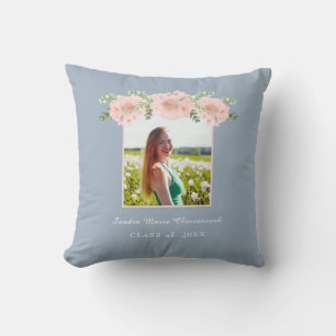 Modern, Pink Flower floral graduation class 2021 T Cushion