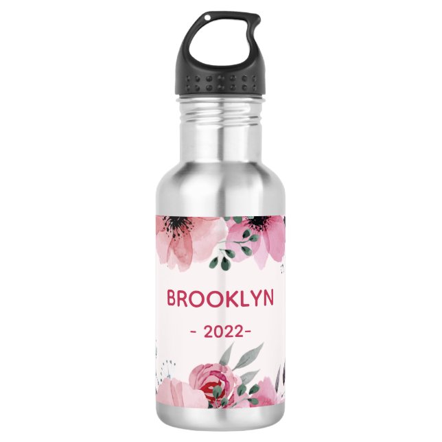 Modern Pink Flowers  710 Ml Water Bottle (Front)