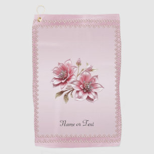 Modern Pink Flowers Golf Towel