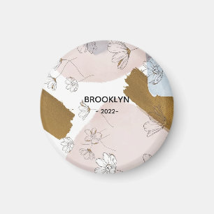 Modern Pink Flowers  Magnet