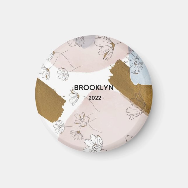 Modern Pink Flowers  Magnet (Front)