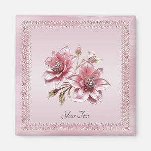 Modern Pink Flowers Magnet