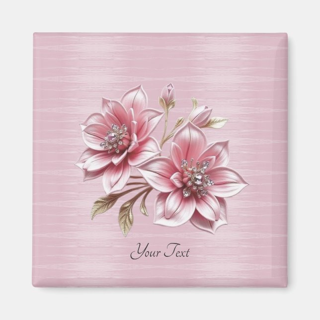 Modern Pink Flowers Magnet (Front)