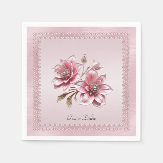 Modern Pink Flowers Napkins (Front)