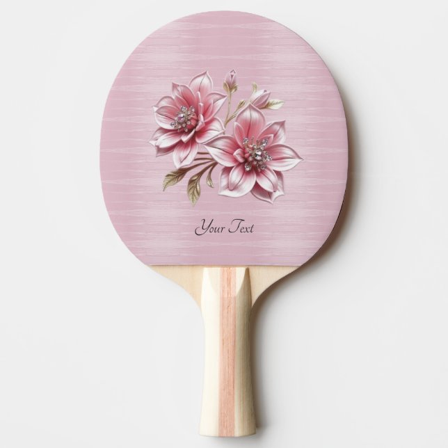 Modern Pink Flowers Ping Pong Paddle (Front)