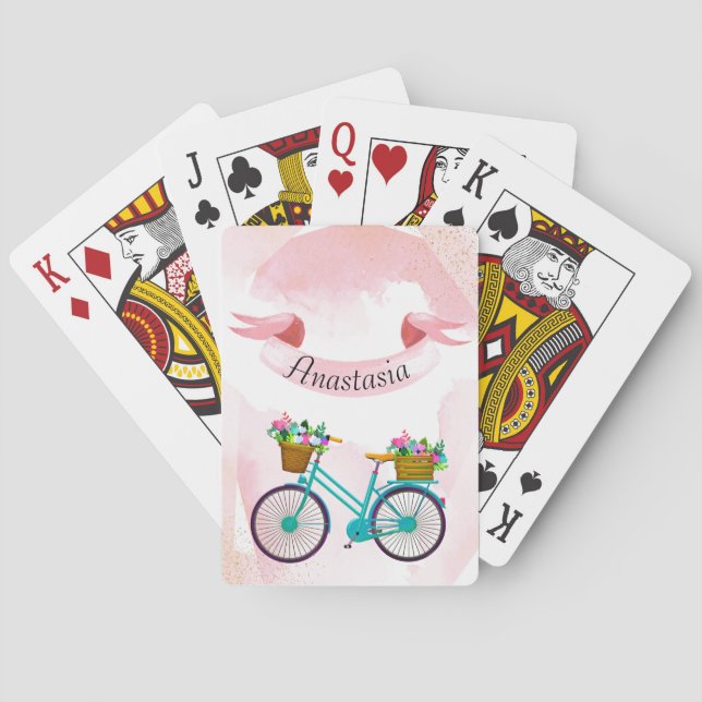 Modern Pink Flowers Playing Cards (Back)