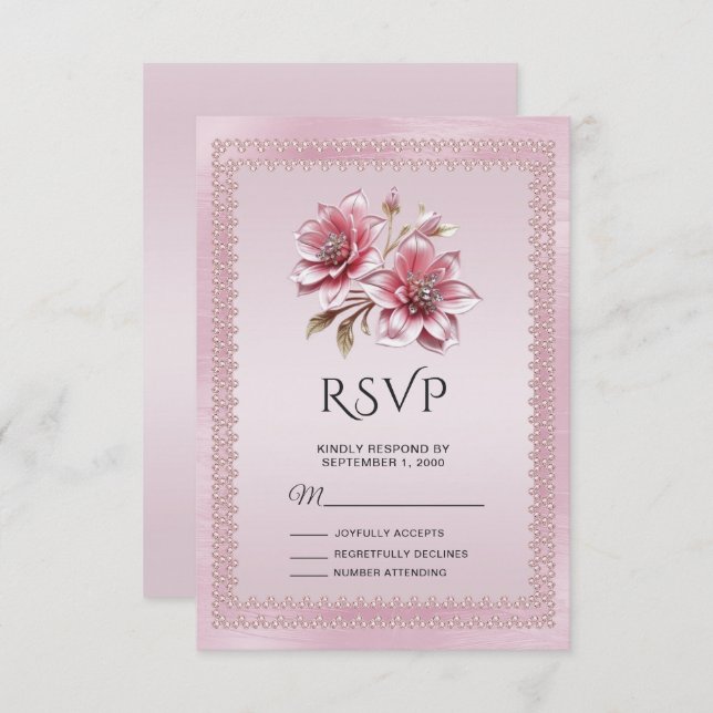 Modern Pink Flowers RSVP Card (Front/Back)