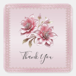 Modern Pink Flowers Sticker