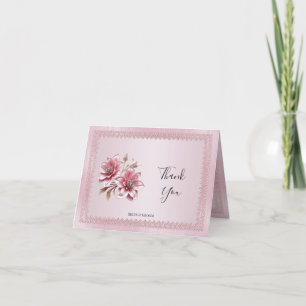 Modern Pink Flowers Thank You Card