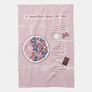 Modern Pink Fruit Smoothie Recipe Food Art Tea Towel