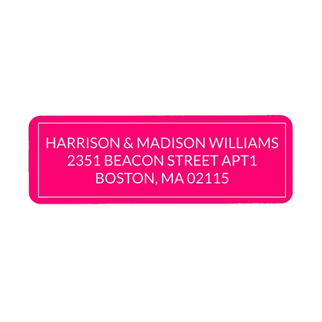 Modern pink fuchsia border simple Return Address Label (Front)