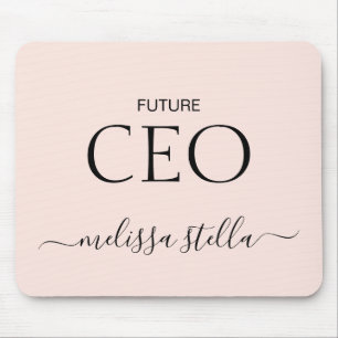 Modern Pink Future CEO Name Best Girly Gift Mouse Pad