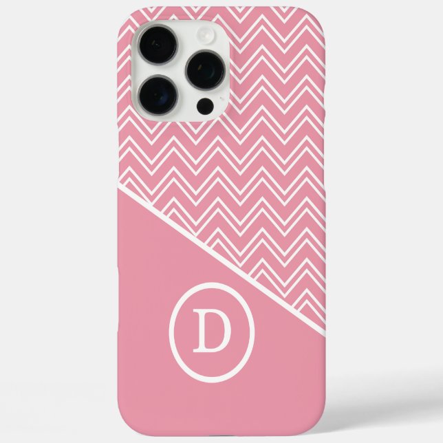 Modern Pink Geometric Chevron Monogram Case-Mate iPhone Case (Back)