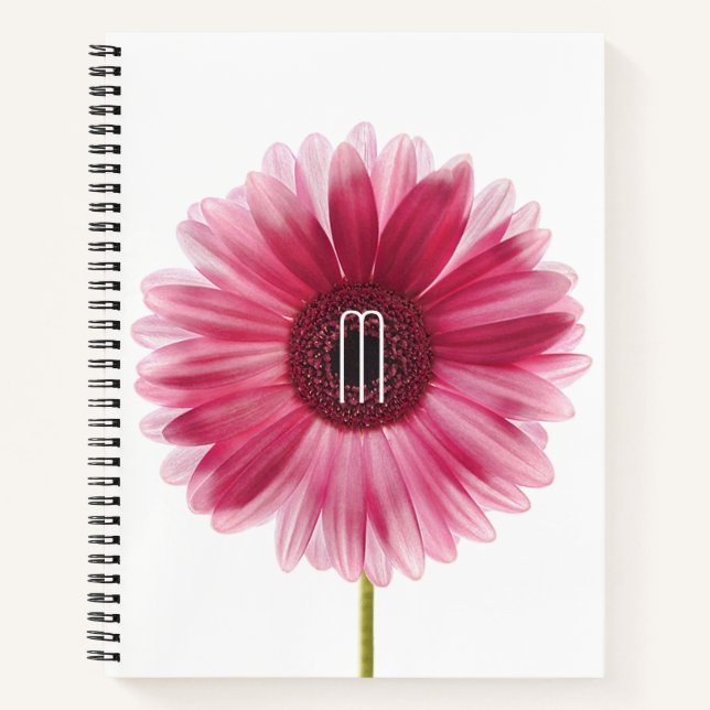 Modern Pink Gerbera Daisy Sketch Notebook (Front)