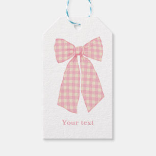 Modern Pink Gingham Romantic Coquette Bow Gift Tags