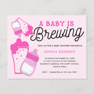 Modern Pink Girl Baby Is Brewing Baby Shower