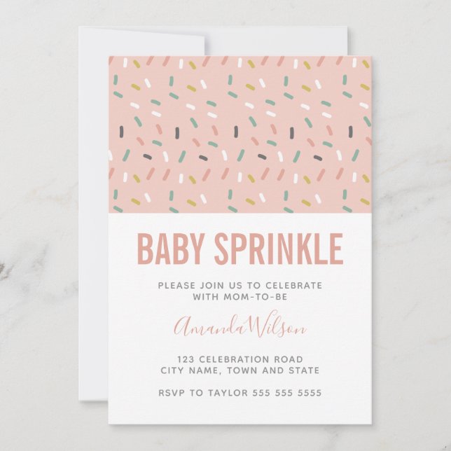 Modern Pink Girl Baby Sprinkle Pattern Invitation (Front)