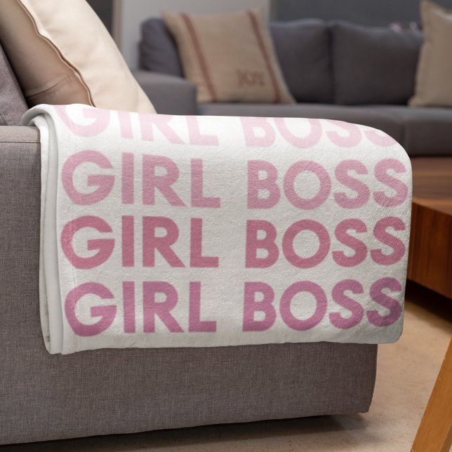 Modern Pink Girl Boss Best Girly Gift Fleece Blanket (Creator Uploaded)