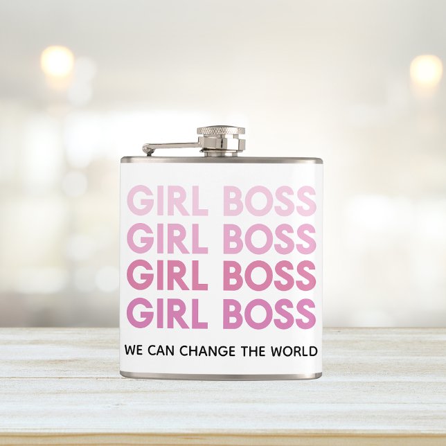 Modern Pink Girl Boss Best Girly Gift Hip Flask (Creator Uploaded)
