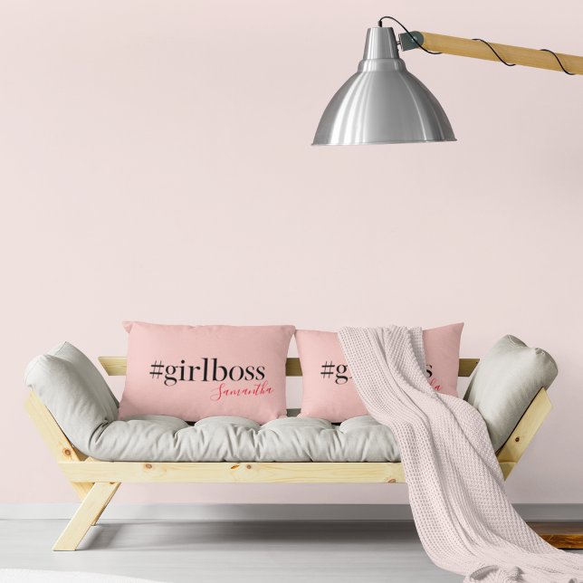 Modern Pink Girl Boss & Name | best Girly Gift Decorative Cushion (Creator Uploaded)