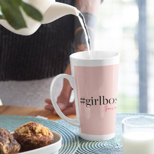 Modern Pink Girl Boss & Name   best Girly Gift Latte Mug