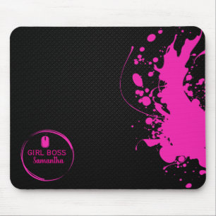 Modern Pink Girl Boss & Name best Girly Gift Mouse Pad