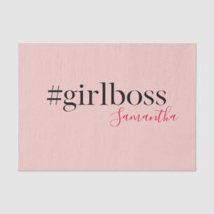 Modern Pink Girl Boss & Name   best Girly Gift Tissue Paper
