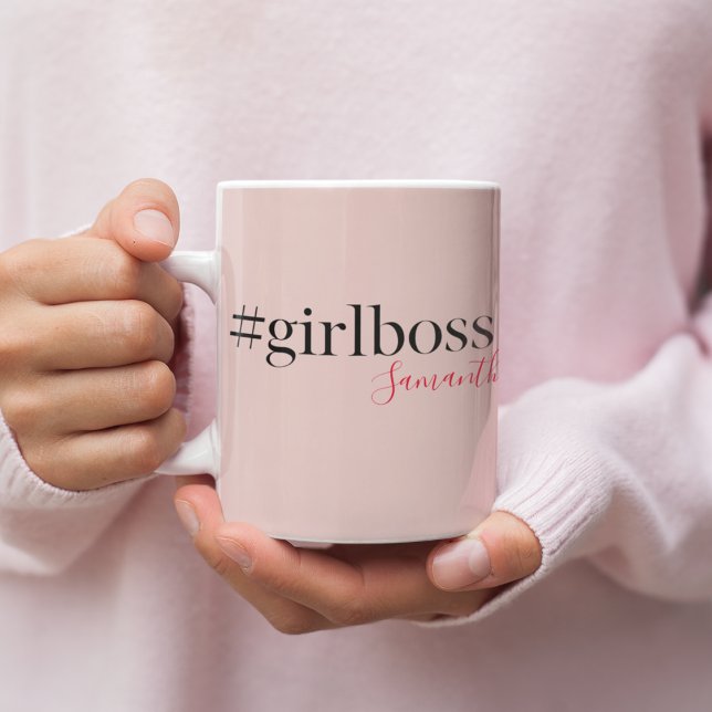 Modern Pink Girl Boss & Name | best Girly Gift Two-Tone Coffee Mug (Creator Uploaded)